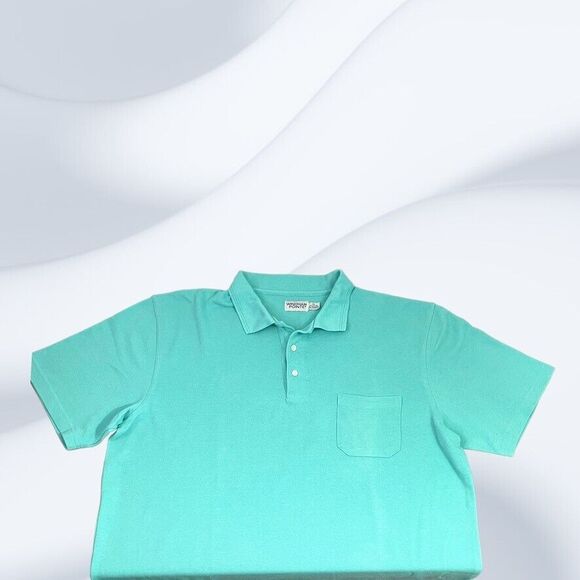Windham Pointe Mens Aqua 3 Button Pocket Cotton Blend Polo Shirt Size XXL - Picture 5 of 9